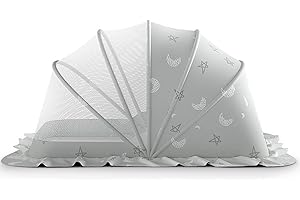 HXXYILOK Baby Mosquito Net Bed Tent Kids Portable Folding Crib Cover Bassinet Mosquito Net Cover to Keep Cats Out, Breathable Foldable Cots Bottomless Crib Net Sun Shelter