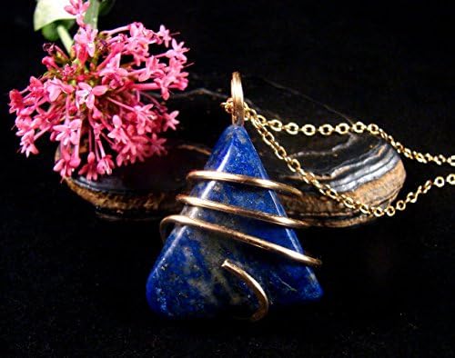 Afghanistan Blue Lapis Lazuli Crystal Pendant in Merlin's Gold (Bronze) #52