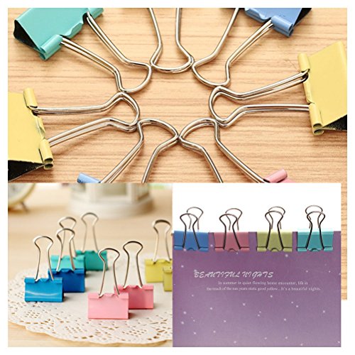 Color Scissor 48 Pieces Binder Clips, Medium Metal Binder Clips Paper Clips, Assorted Color (25mm)