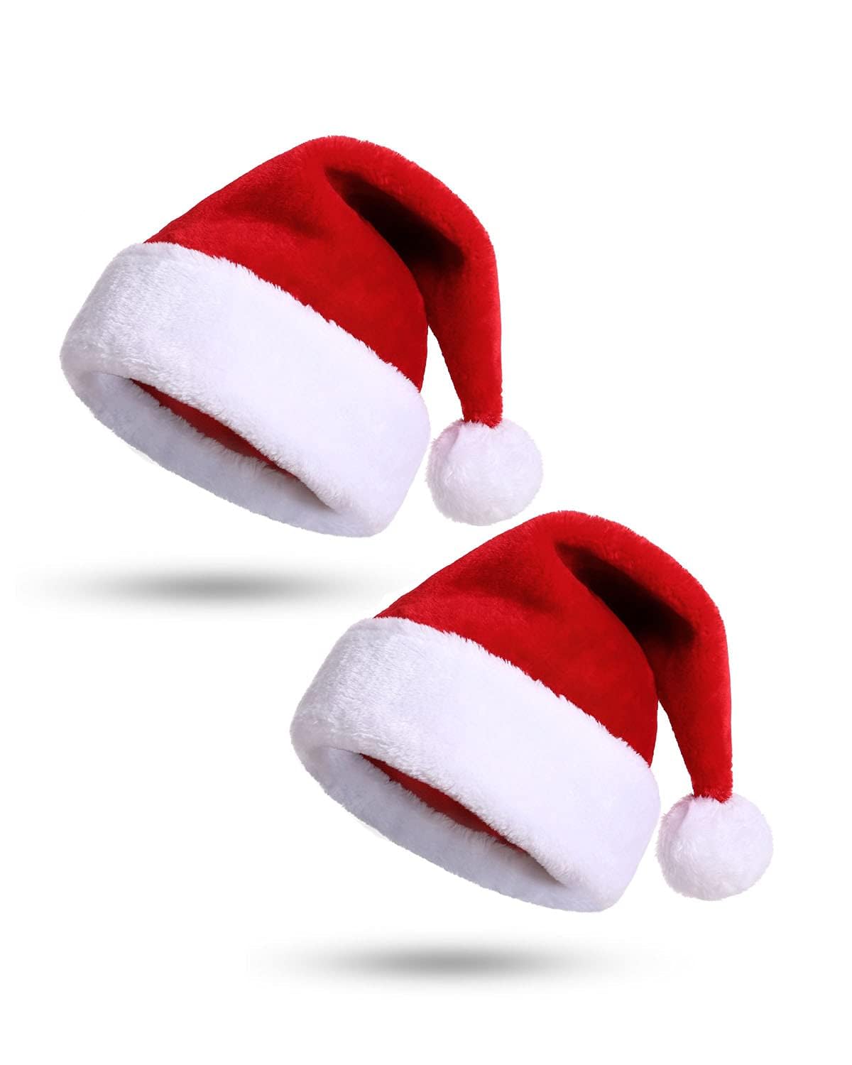 KONVINIT Santa Hats Christmas Hats for Adult Luxury Xmas hats Deluxe Santa Claus Hats for Christmas Party,One Size for Men and Women,Santa Hats Bulk,2 pcs