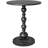Metal Small End Table,Round Side Table for Living Room,Black,13.8" Lx20.5&rdquo;H | Vintage Nightstand for Bedside or Sofa, Small Accent Pedestal Table, For Living Room Corners Bedroom Patio and Bar