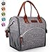 KOMUEE Lunch Bag, Insulated Lunch Box Wide-Open Lunch Tote Bag Large Drinks Holder Durable Nylon Thermal Snacks Organizer for Women Men Adults College Work Picnic Hiking Beach Fishing (grey)