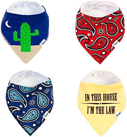 Happer Baby Bandana Drool Bibs, Set of 4 Cotton Western Absorbent for Teething