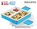 INSULATED BENTO LUNCH BOX - PINNACLE BENTAGO THERMO SLIM DESIGN, TRAY STYLE FOOD CONTAINER – LEAKPROOF - 3 COMPARTMENT PORTION CONTROLL – For Adults And Kids – Blue