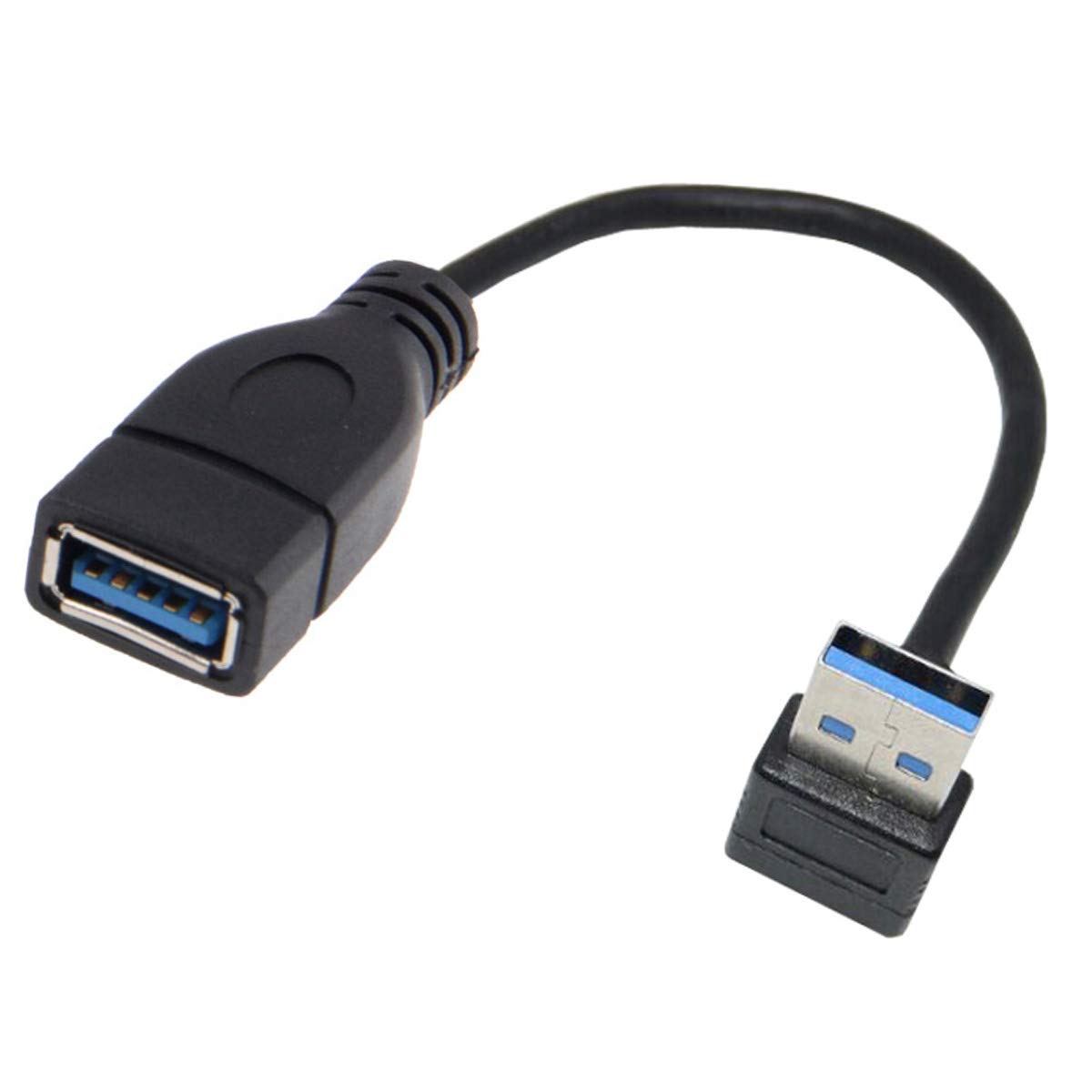 JSER USB 3.0 Type-A Male to Female Extension Cable 20cm 5Gbps 90 Degree Up Angled