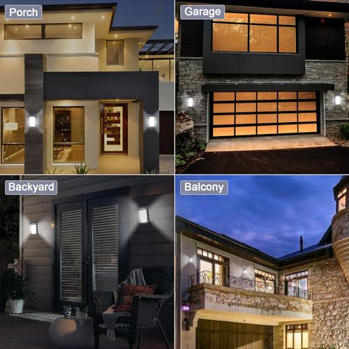 QQARORSUN Solar Outdoor Wall Light, Motion Solar Security Welcome Light Dusk to Dawn, Modern Wireless Wall Sconce Waterproof, Outside Solar Porch Lights for House Patio Fence, 1-Pack