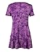 LL WT1066 Womens Scoop Neck Short Sleeve All Over Tie Dye Trapeze Tunic Top M PURPLE