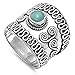 Women's Bali Ring Simulated Turquoise Fashion New .925 Sterling Silver Band Size 8