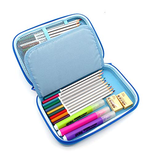 Angry Shark Boys Cool Pencil Case - Large Capacity Hardtop Pencil Box with Compartments - Colored Pencil Holder School Supply Organizer for Kids Girls Toddlers Children (Light Blue) - Thumbnail 6