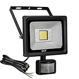 Cly 20W LED Motion Sensor Floodlight Outdoor Security Flood Lights 1800 Lumens Waterproof IP66 Cool White 6000K (Without Plug)