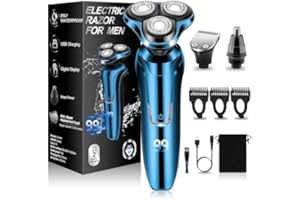 SAKIOO Electric Razor for Men,2024 Men’s Electric Shavers Rotary,LED Display 100% Waterproof Cordless Razor, Wet/Dry Shaving,Electric Shaver for Men Includes Nose Hair Trimmer Beard Trimmer Travel Shaver