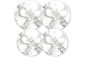 HOWAYME Round Stove Burner Covers For Electric Stove,White Marble Print Gas Stove Burner Covers Set Of 4, 8 Inches And 10 Inches Cooktop Decorative Stove Top Covers