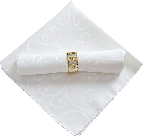 Amazon Jk Home テーブルナプキン ワイントーション オシャレ 無地 花柄 レストラン ホテル パーティー 宴会 結婚式 披露会 ホワイト 4点セット テーブルナプキン オンライン通販