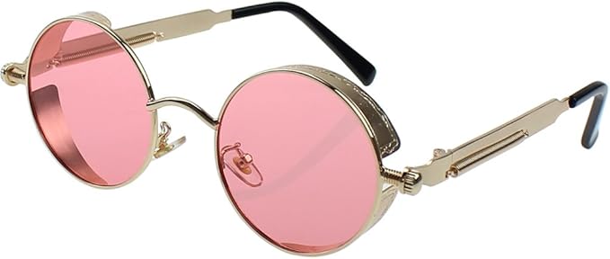 Amazon Youtato 丸型 サングラス メンズ レディース ラウンド 丸レンズ 男女兼用 日焼け対策 Uvカット クラシック デザイン 軽量 メガネ拭き ケース付 ピンク サングラス 通販