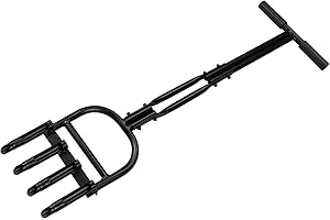 Hermsche Manual Lawn Coring Aerator Plug Aeration 4 Core with Slope Top Half-Open Slot Hollow Tine Lawn Aerator Heavy Duty Plug Core Aeration Tool for Compacted Soils and Lawns Yard