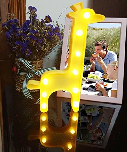 3D Giraffe Marquee Light, Lighted Marquee Sign Lamp for Home, Restaurant, Hotel, Coffee Shop, Birthday and Romance Gift, Cute Decoration(Yellow, Battery Operated)