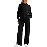 Panadila Womens Sweat Sets 2 Piece Outfit Sweatsuit Lounge Sets Wide Leg Sweatpants Travel Airport Tracksuit