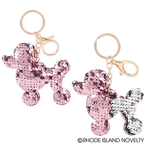 Flip Mermaid Sequin Pink Poodle Keychain Party Favors Party Supplies (12 pack)