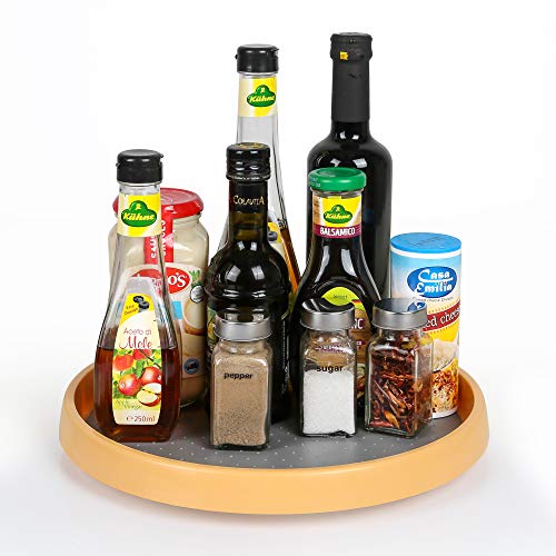 MAYER\'S BEST Non-Skid Pantry Cabinet Organizer Lazy Susan Turntable, 12-Inch, Wood Color