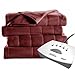 Sunbeam Quilted Fleece Electric Blanket, Twin, Garnet