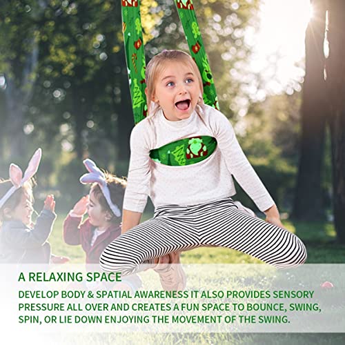 Sensory Swing for Kids and Adults Indoor Therapy Swing for Autistic Children Cuddle Swings Hammock Has Calming for ADHD Sensory Processing Disorder (Green Size:59
