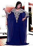 IndianAttire Women's Dubai Style Kaftan Farasha Abaya Maxi Dress Navyblue - N13