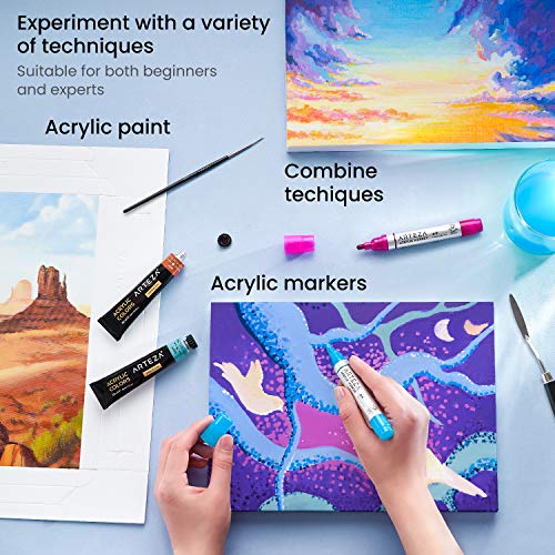 Arteza Acrylic Paper Foldable Canvas Pad, 8x11 Inches, 20 Sheets, DIY