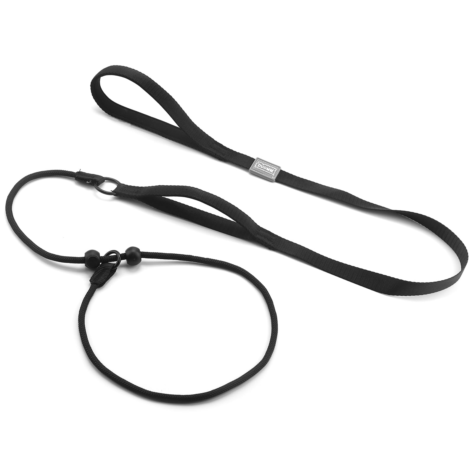 Slip Lead for Dogs Leash with Comfy Handle Adjustable Collar Thin Dog Lead Strong Sturdy Anti-Pull Anti-Choking Nylon Training Rope for Outdoor Puppy Small Medium Large Dogs (Black)