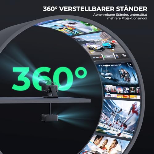 Projector Compatible with Netflix 28000 Lumens, Mini Projector 4K Supports Native 1080P, WLAN 6 and Bluetooth, Electric Focus and 4D Keystone, Over 100,000+ Apps, Home Cinema / Outdoor