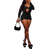 Ophestin Womens Sexy Cowl Neck Long Sleeve Jumpsuits Bodycon Date Night Rompers