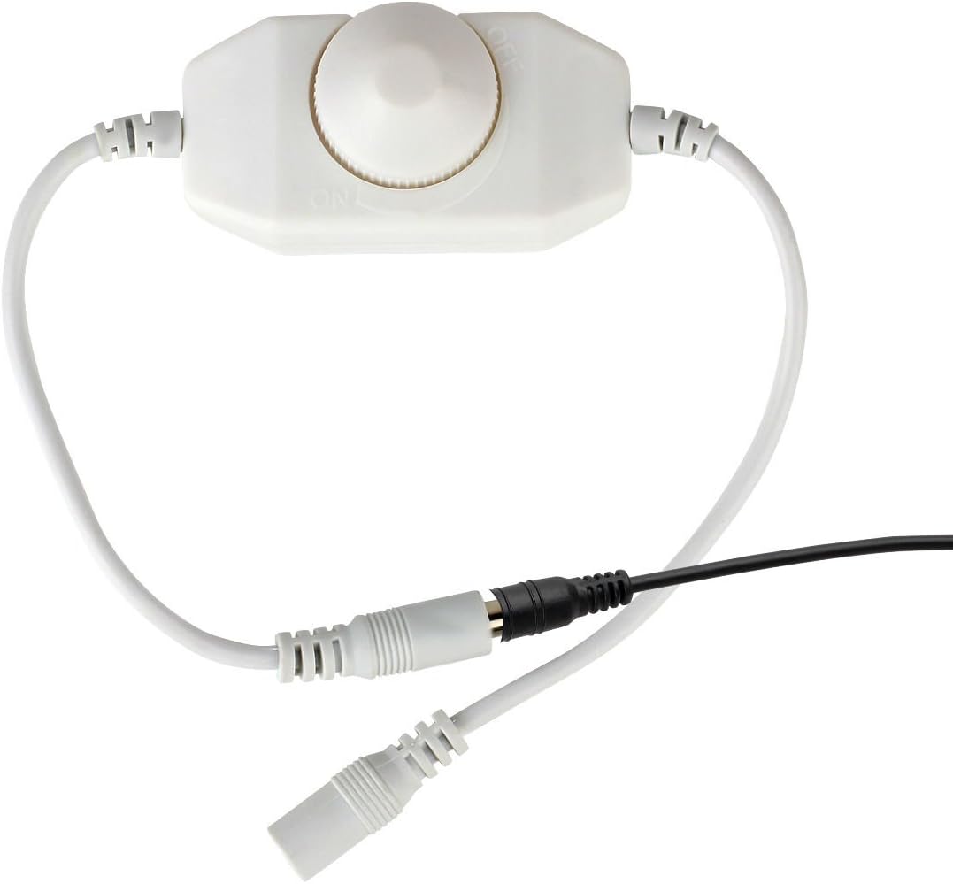 LED Dimmer Controller SUPERNIGHT DC 12V 2A Dimmer Switch Adjustable Controller for Single Color 3528 5050 LED Strip Light with 2 PIN Connector Cable To DC Female Adapter