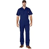 WORK IDEA Men's Short-Sleeve Work Coveralls - Lightweight Cotton-Blend Jumpsuit with Elastic Waistband, Ideal for Mechanics