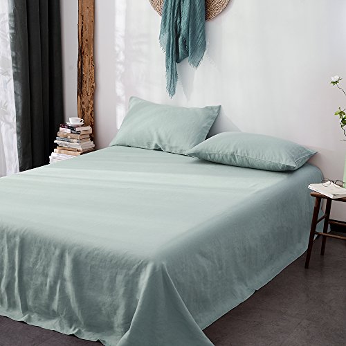 Lausonhouse Luxurious 100% Pure French Linen Sheet Set,Deep Pocket,4 Pieces Bedding Set- Queen