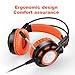 Ailihen K6 USB 2.0 Over Ear Gaming Headsets with Microphone with LED Light, 6.5 Feet - Black / Orange