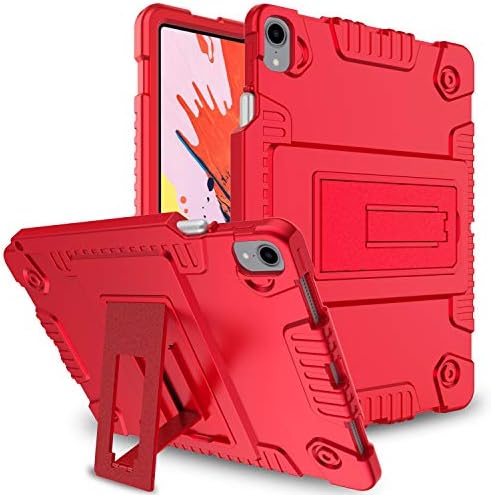 Zenic Compatible with iPad Pro 11 inch Case with Pencil Holder (Support Apple Pencil Charging), Slim Lightweight Kickstand Silicone Protective Case Compatible with iPad Pro 11 inch 2018 Release (Red)