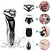 Professional Electric Razor Rotary Shaver For Men, Best Facial Personal 4 In 1 Cordless Waterproof Nose Hair Face Beard Trimmer Set, Wet Dry Mens Shavers Portable Travel Rechargeable USB Series Kit