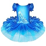 TIAOBU Girls Gymnastics Crystal Shoes Print Dance Ballet Leotard Tutu Dress