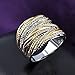 Mytys 2 Tone Intertwined Crossover Statement Ring Fashion Band Rings for Women Men Gold Silver Plated 18mm Wide