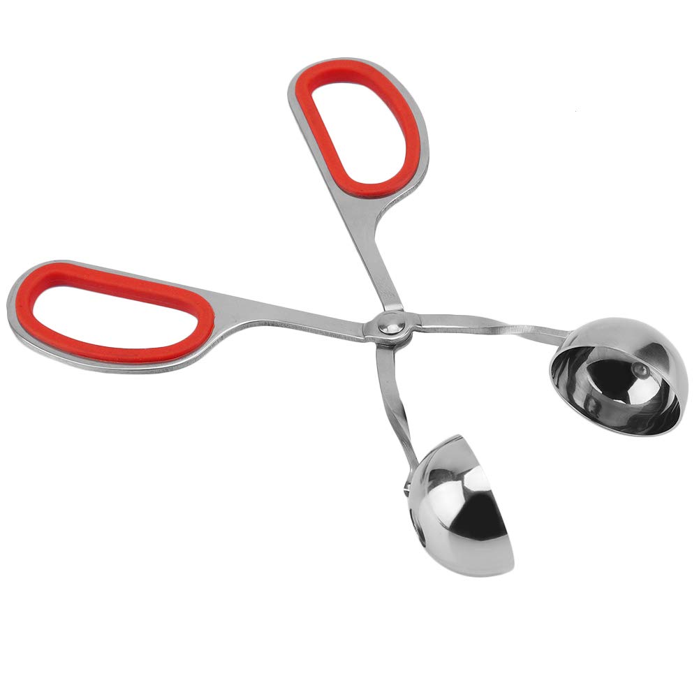Generic Ice Cream Scoop Meatball Maker Stainless Steel Meatball Clips Non-Sticky Rice Balls Maker, Ergonomic Design for Meatballs or Riceballs Making (Red)