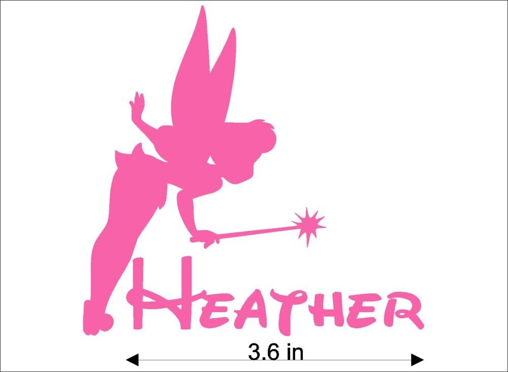 Tinkerbell Personalized Name Decal/Vinyl Tumbler, Vehicle, Home Disney Graphic Sticker (Pink)