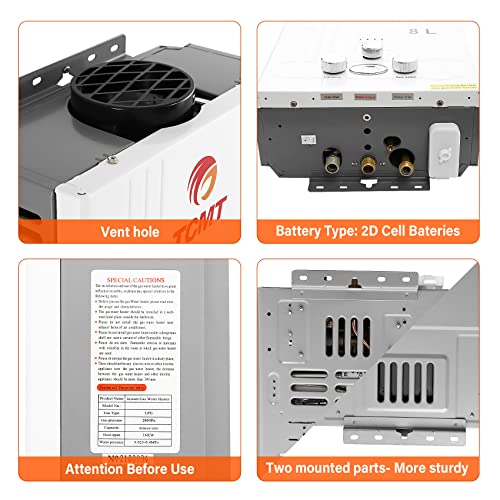 TCHome 8L Water Heater Tankless Propane Gas WallMounted LPG Gas Water