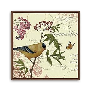 Framed Retro Flowers and Birds Home Artwork for...