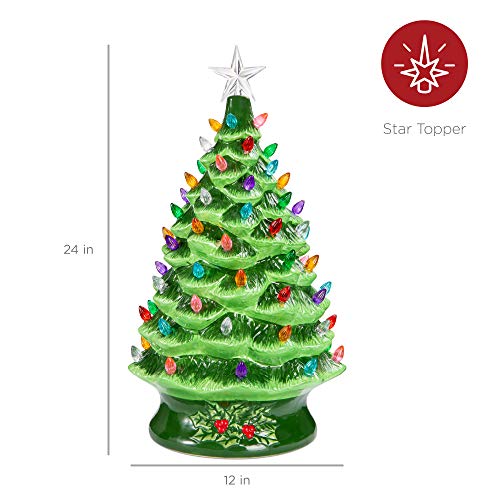 Best Choice Products 24in Extra Large PreLit Ceramic Christmas Tree