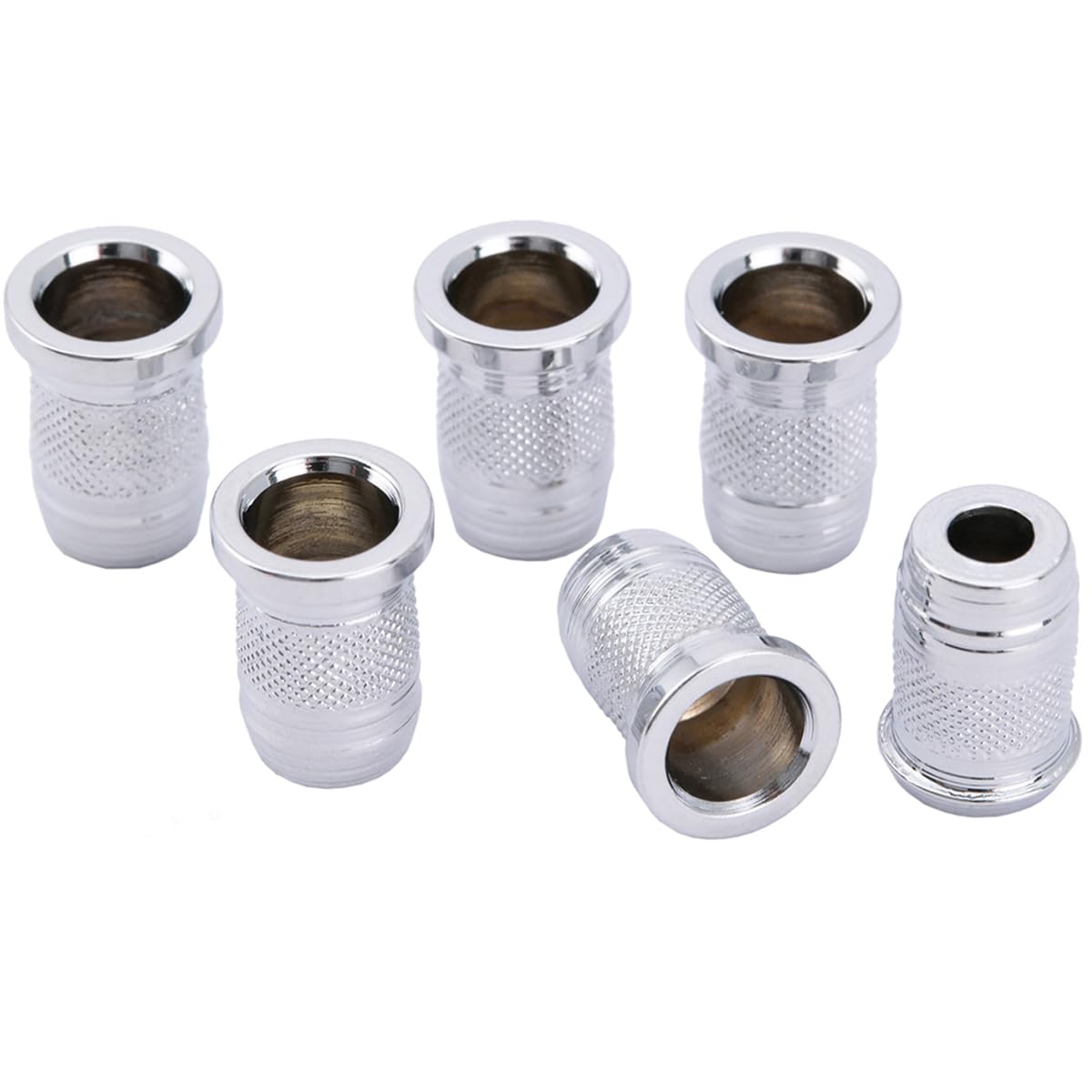 Musiclily Pro 11mm Steel Top Guitar String Ferrules String Through Body for Telecaster Strat Style Electric Guitar, Chrome (Set of 6) — image 1