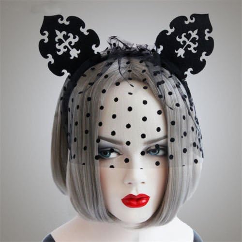NPLE--Cat Ears Veil Mask Headband Hair Band Hoop Sexy Costume Party Fancy Dress
