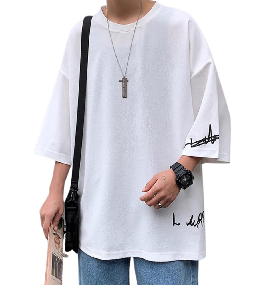 foveitaa tシャツ 夏服 メンズ 七分袖 メンズ 大きいサイズ ゆったり 半袖 涼しい シンプル オシャレ ビックシルエット かっこいい 快適 無地 柔らかい 軽い おしゃれ 服 速乾性 トップス