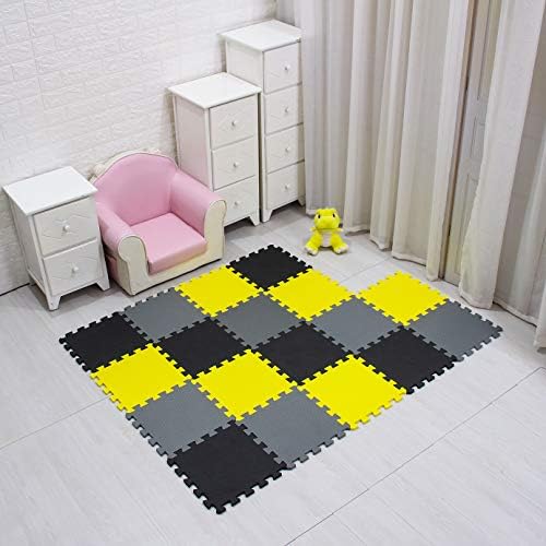 meiqicool Foam play mat Outdoor/Indoor Protective Kids Soft Floor Mats Interlocking - Reversible Floor Matting suitable for Baby Play Area Exercise Yoga Gym Pilates Matz Set (18PC Eva Mat) 040512