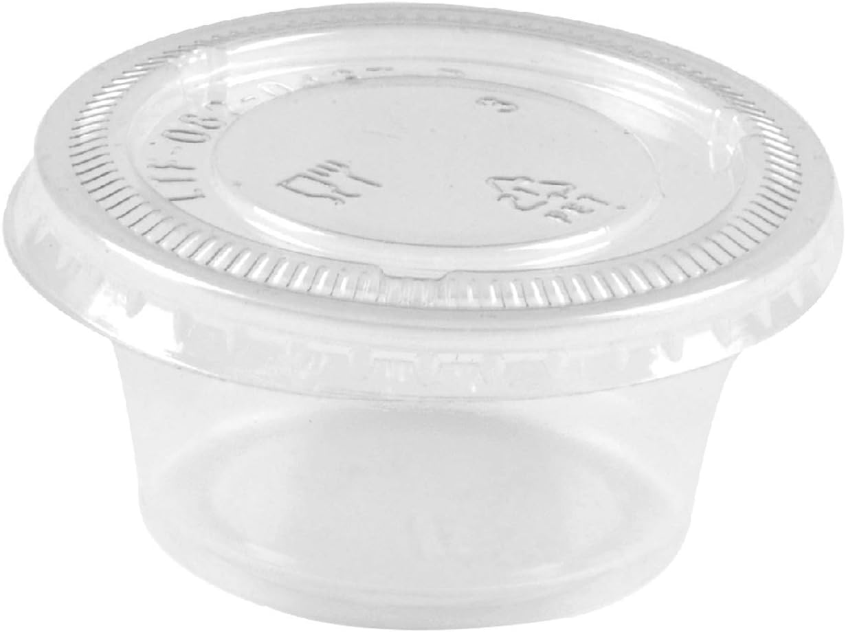 Gotopack 2oz - sets of 200 - Slime Containers PP Plastic Cups with PET Plastic Lids High Transparent Sauce Cups
