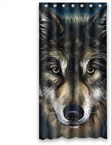 Custom Brave Black Wolf Waterproof polyester fabric Shower Curtain and Hooks Size 36"x72"