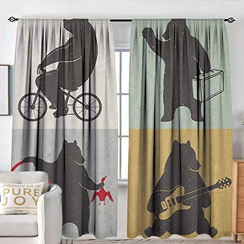 Petpany Kitchen Curtains Bear Funny Frames In Drawing Style Mascot